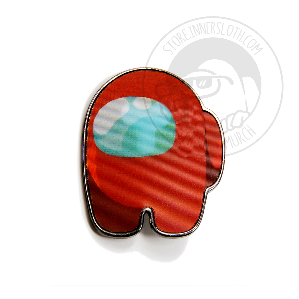 A still image of the Among Us: Lenticular Impostor Pin in Red.