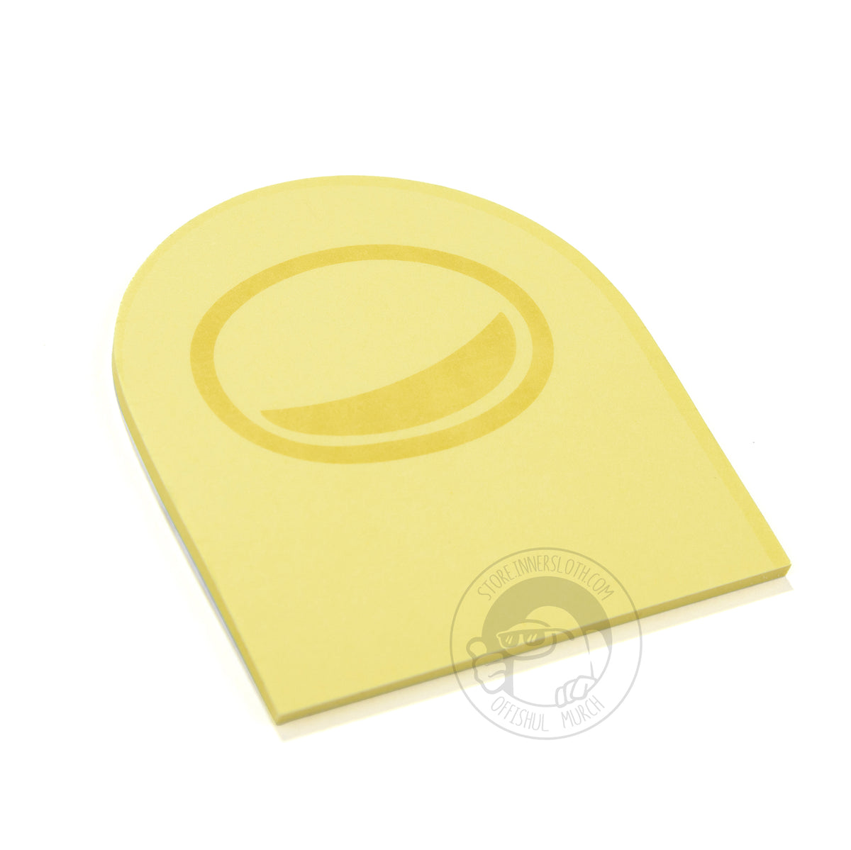 A product photo of the yellow pack of Crewmate Post-It Notes placed diagonally.