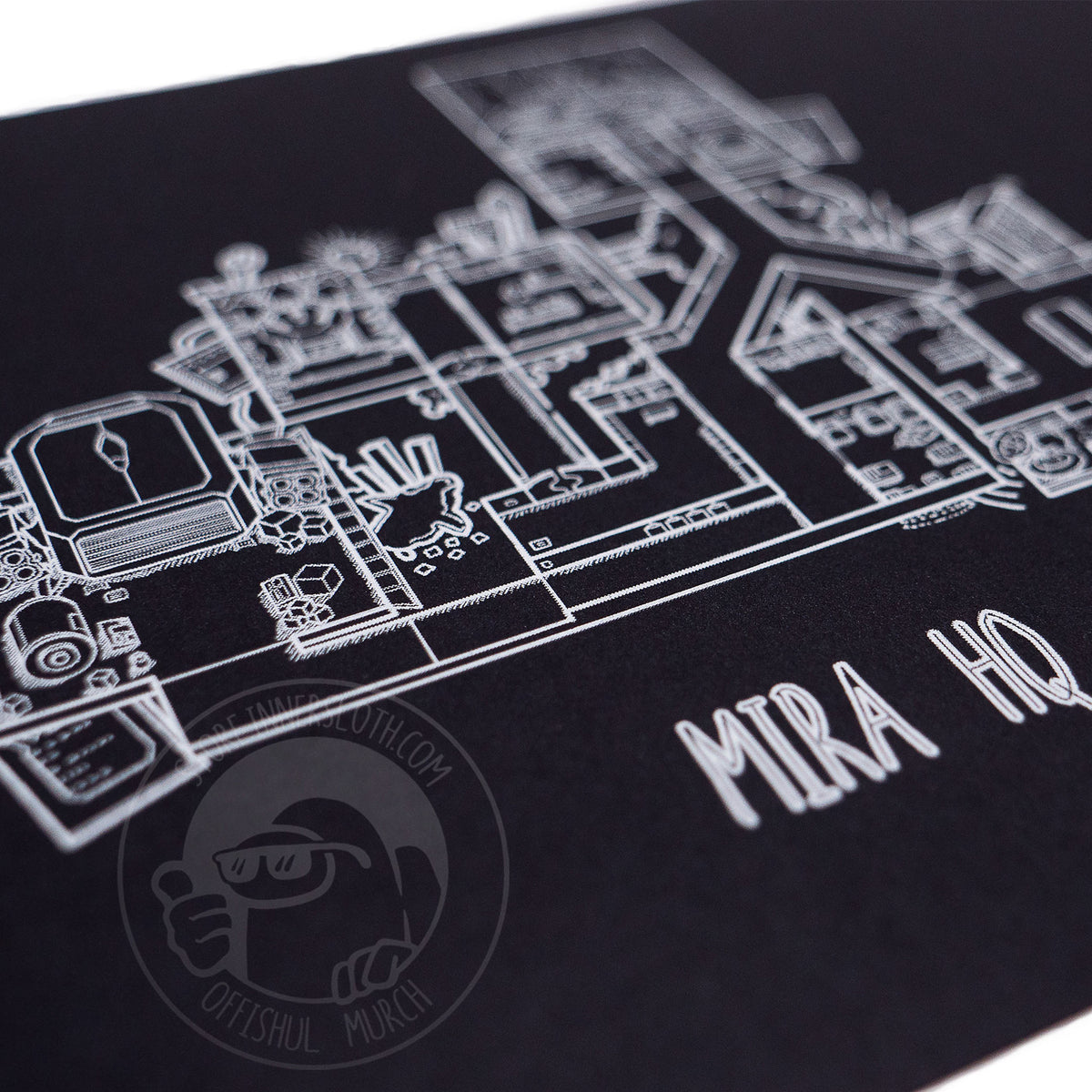 A close up photograph of the Mira HQ map print