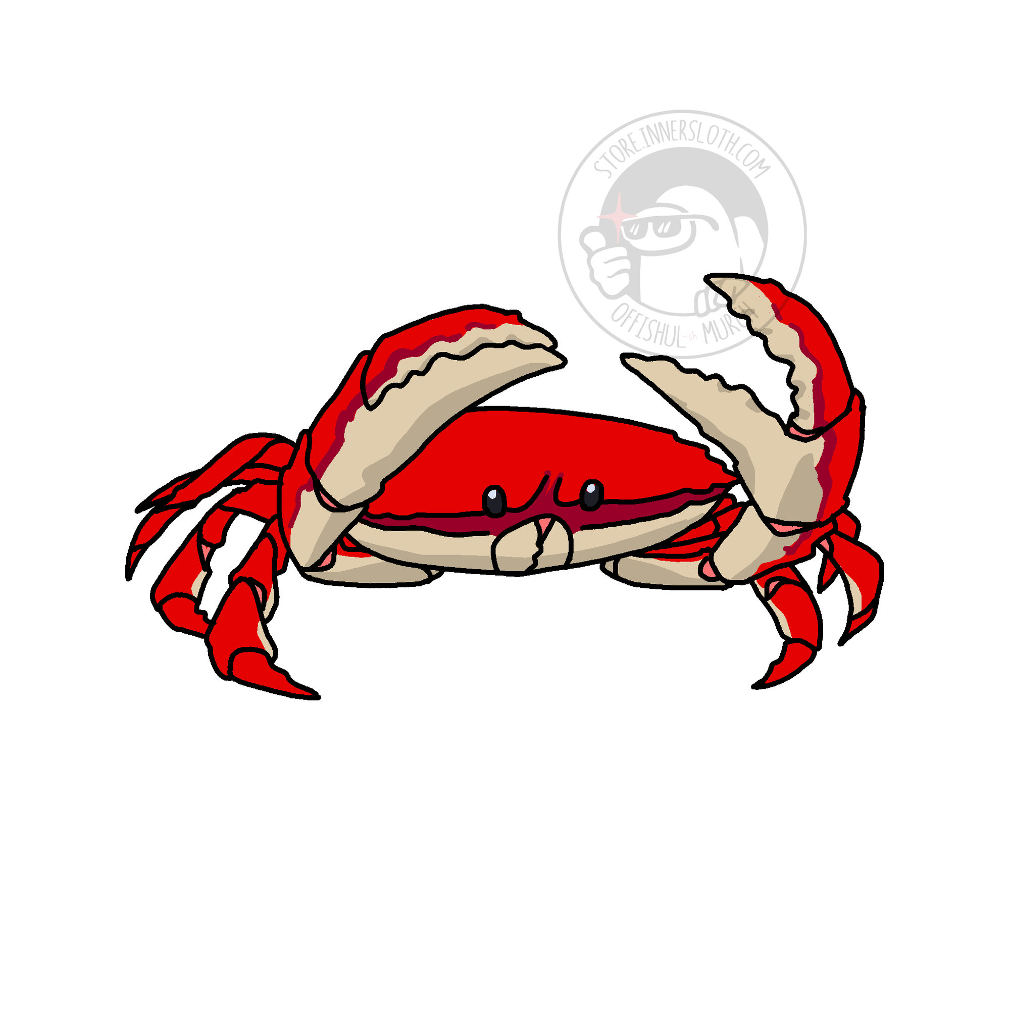  A colored illustration of a red crab, referred to as creb, by Jemma Salume