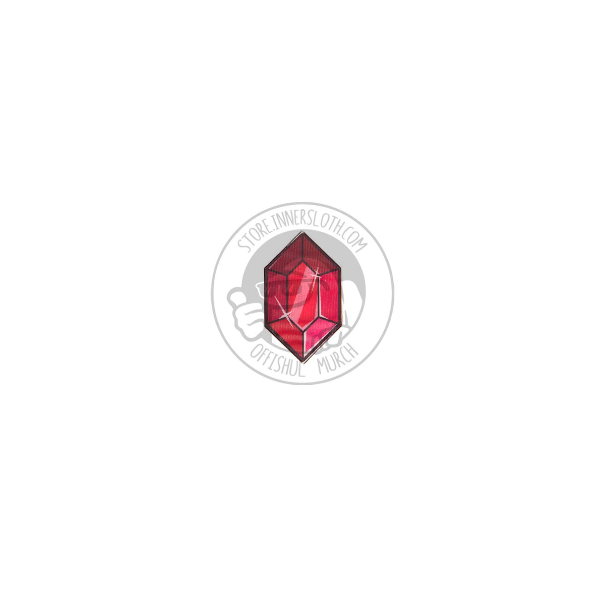  Ruby jewel lenticular pin on a white background