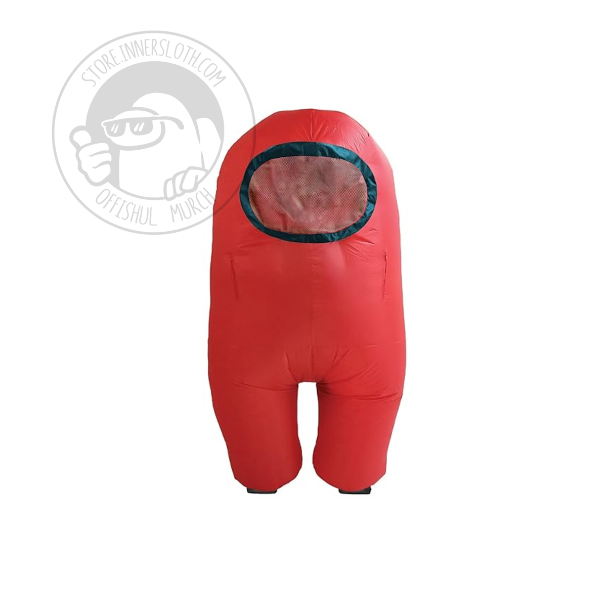 Front view of Red inflatable Crewmate costume.