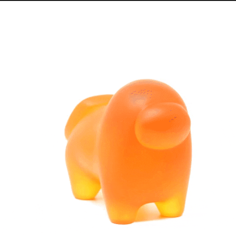 Animated GIF turnaround of Horse-shaped Crewmate figurine made of translucent Orange resin.