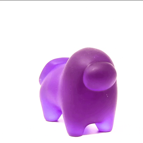 Animated GIF turnaround of Horse-shaped Crewmate figurine made of translucent Purple resin.