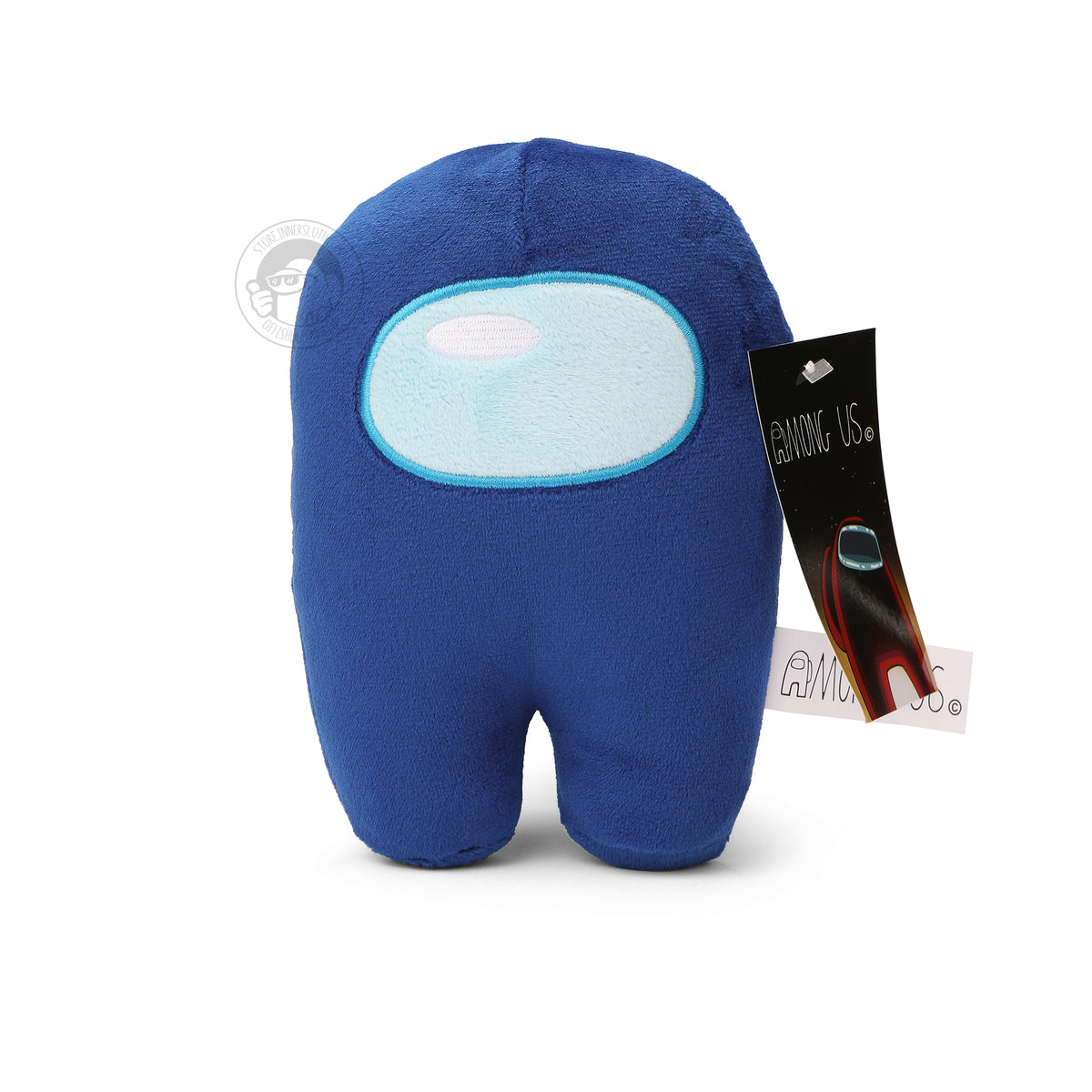A front view product photo of the blue Among Us: Crewmate Plush by Frisk Wolfie standing. 