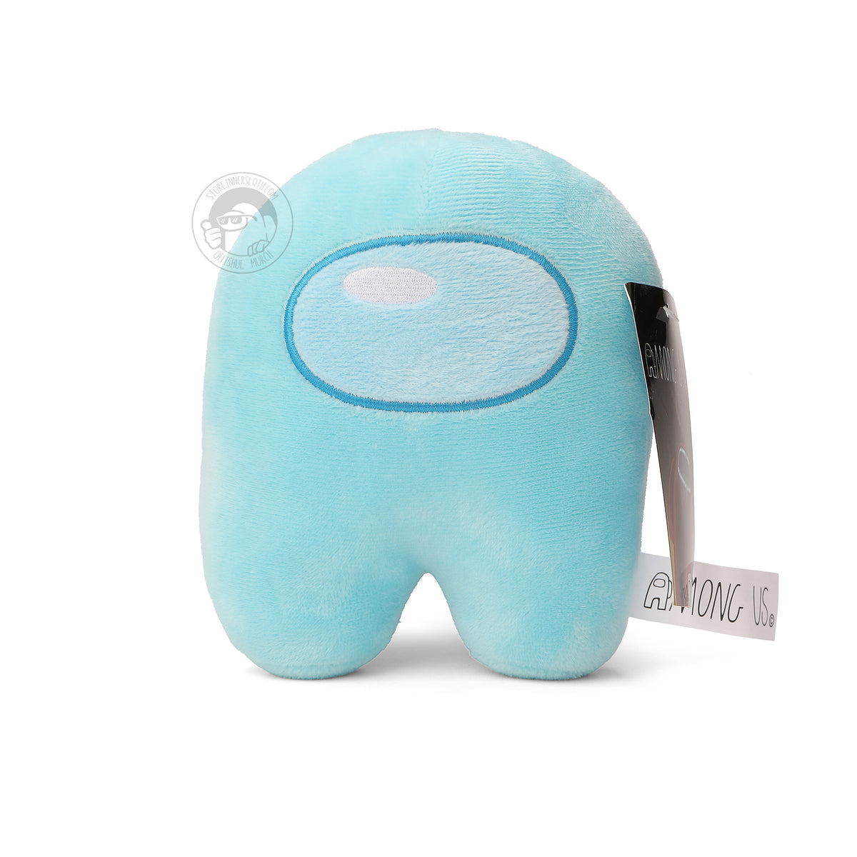 A front view product photo of the cyan Among Us: Crewmate Plush by Frisk Wolfie standing. 
