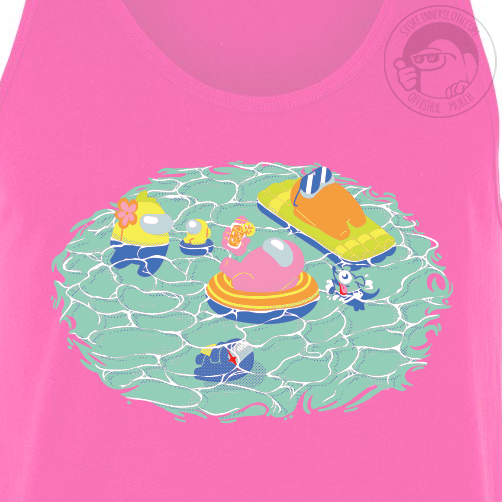 A closeup of the art on the Among Us: Swimming Pool Tank Top.