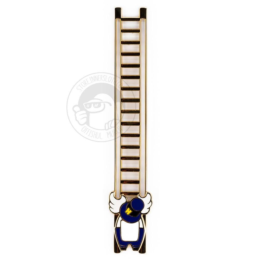 A product photo of the longer Sliding Ladder pin without its backing card. The crewmate is slid to the bottom of the ladder.