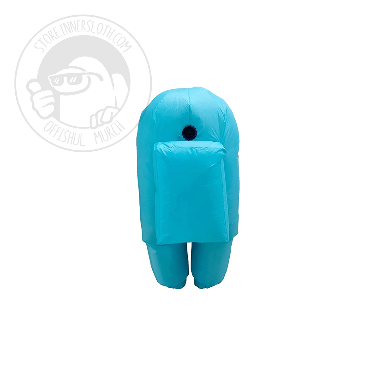 Back view of Cyan inflatable Crewmate costume.