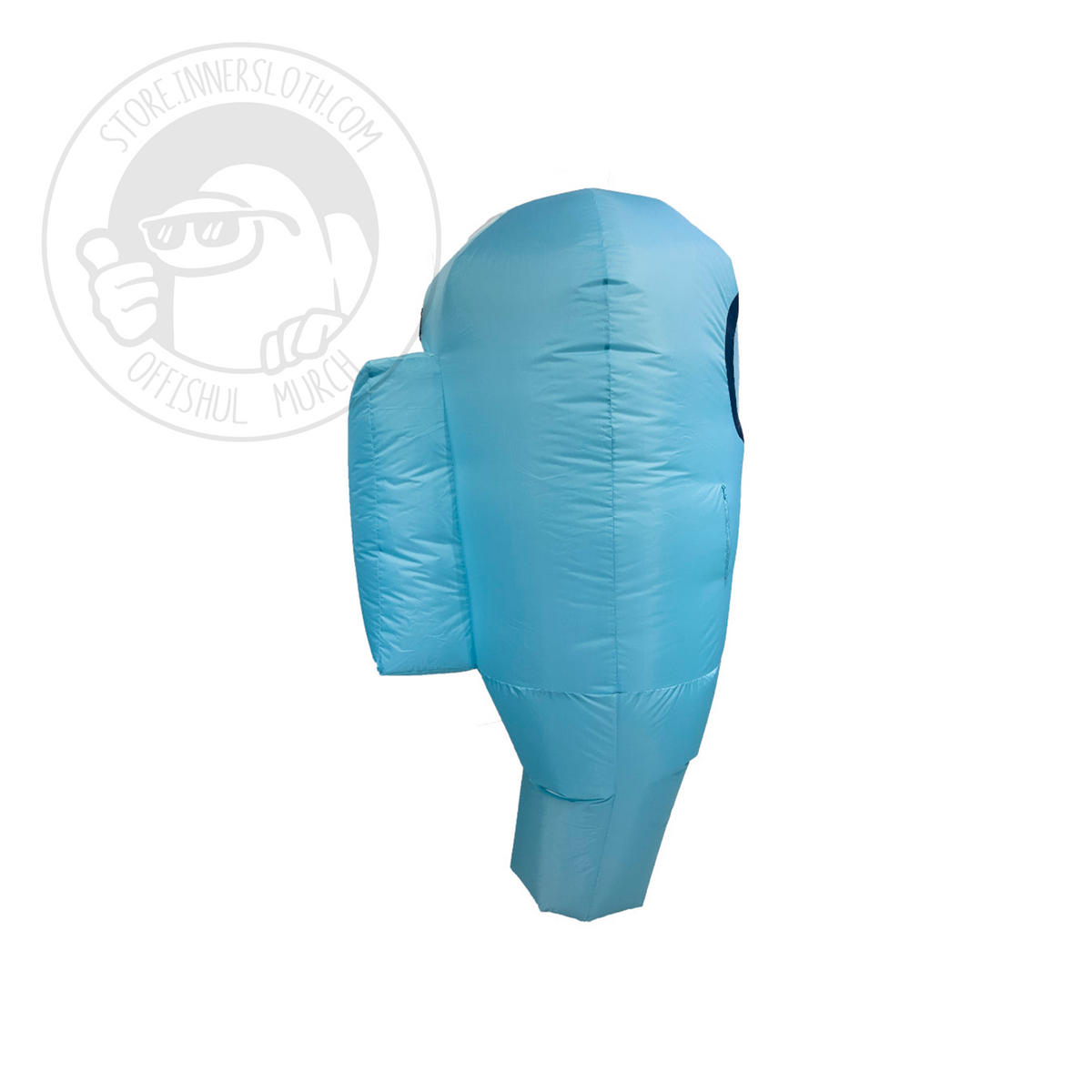Side view of the Cyan inflatable Crewmate costume.