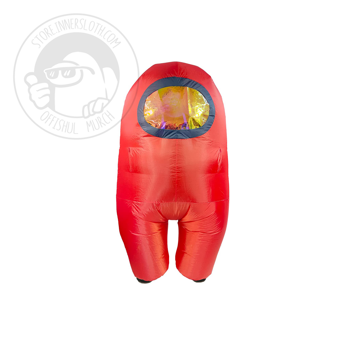 Front view of the Red inflatable Crewmate costume.